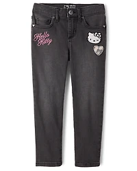 Girls Hello Kitty® Embroidered Pencil Jeans