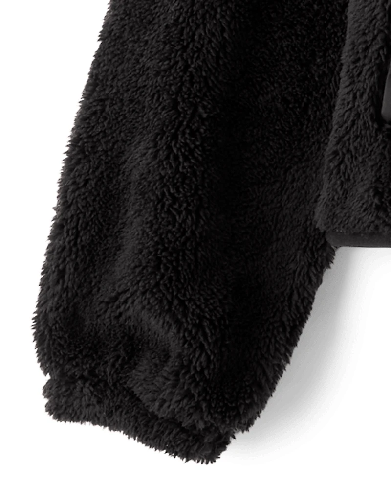 Girls Sherpa Zip Up Jacket