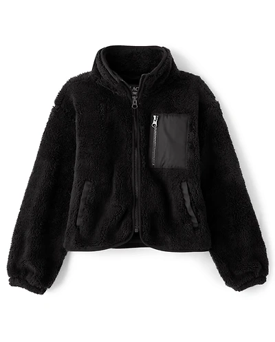 Girls Sherpa Zip Up Jacket
