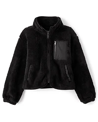 Girls Sherpa Zip Up Jacket