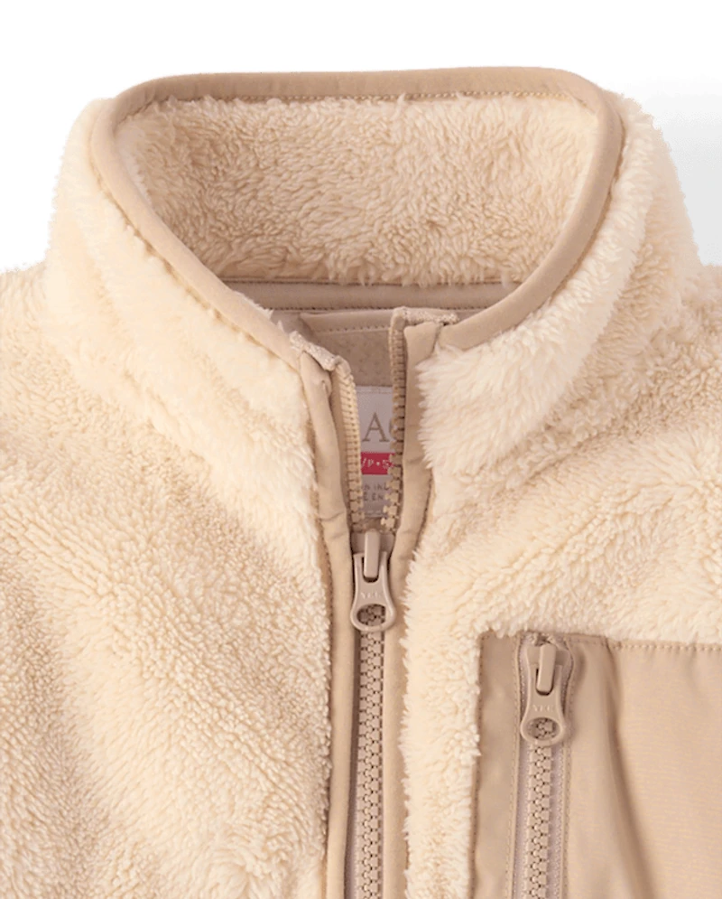 Girls Sherpa Zip Up Jacket