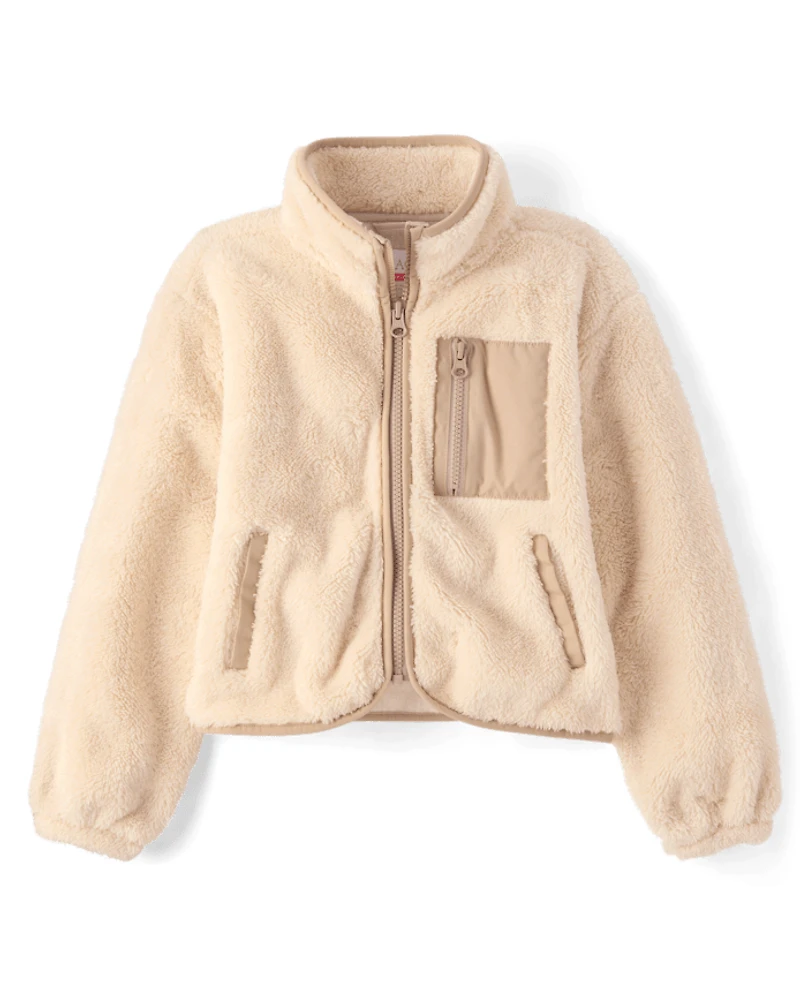 Girls Sherpa Zip Up Jacket