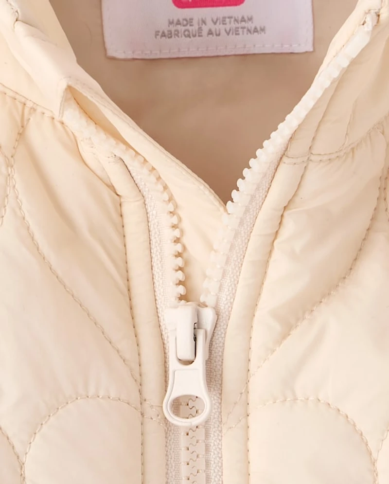 Girls Heart Quilted Packable Puffer Jacket
