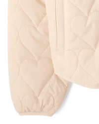 Girls Heart Quilted Packable Puffer Jacket