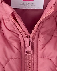 Girls Heart Quilted Packable Puffer Jacket