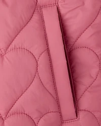Girls Heart Quilted Packable Puffer Jacket