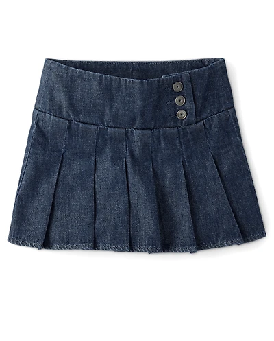 Girls Denim Pleated Skort