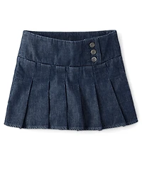 Girls Denim Pleated Skort