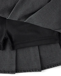 Girls Denim Pleated Skort