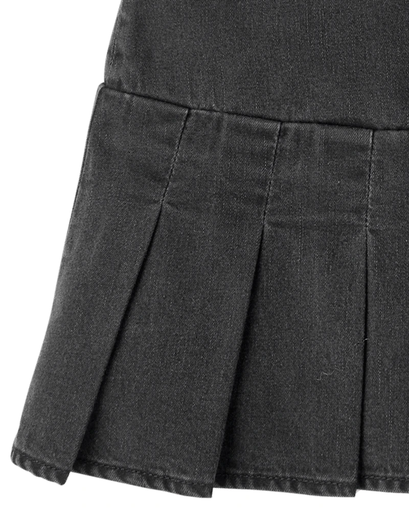 Girls Denim Pleated Skort