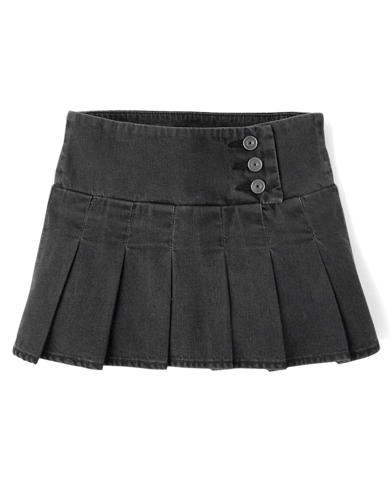 Girls Denim Pleated Skort
