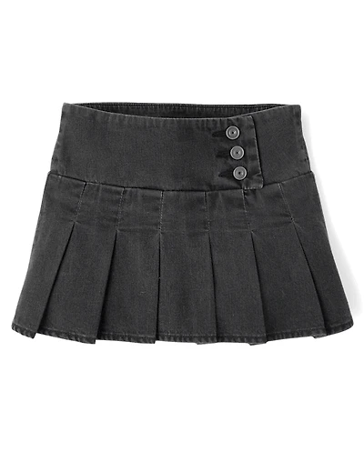 Girls Denim Pleated Skort
