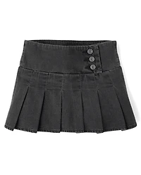 Girls Denim Pleated Skort