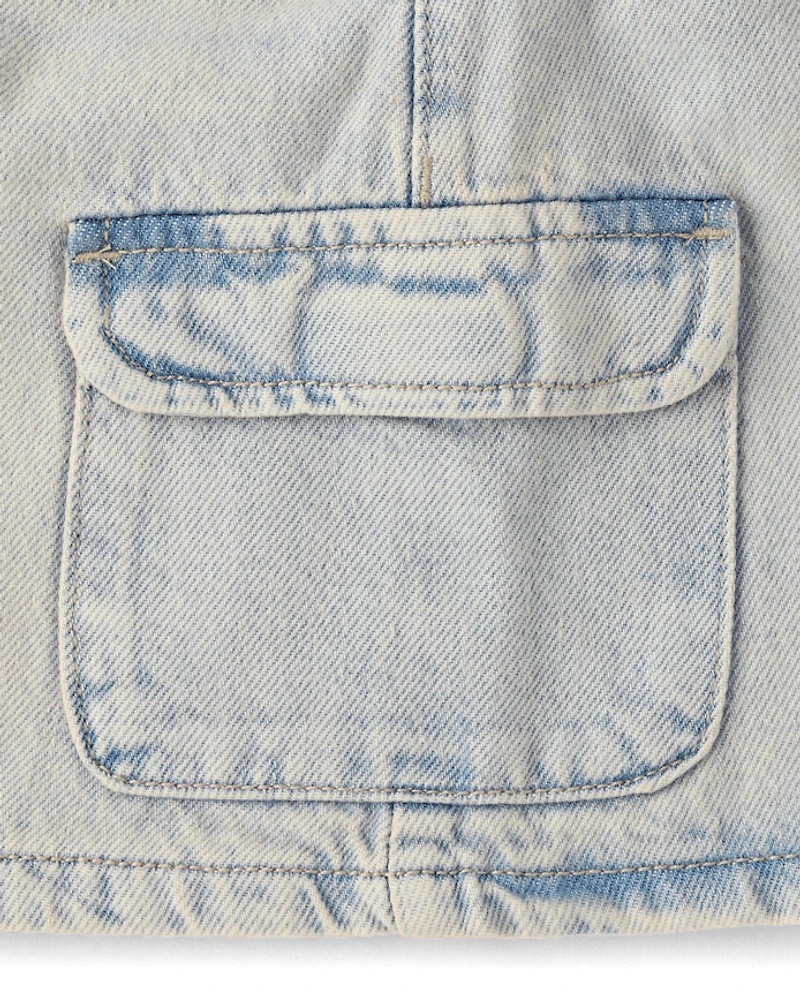 Girls Denim Cargo Skirt