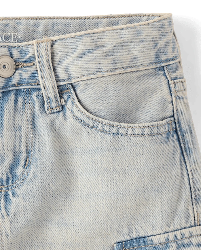 Girls Denim Cargo Skirt
