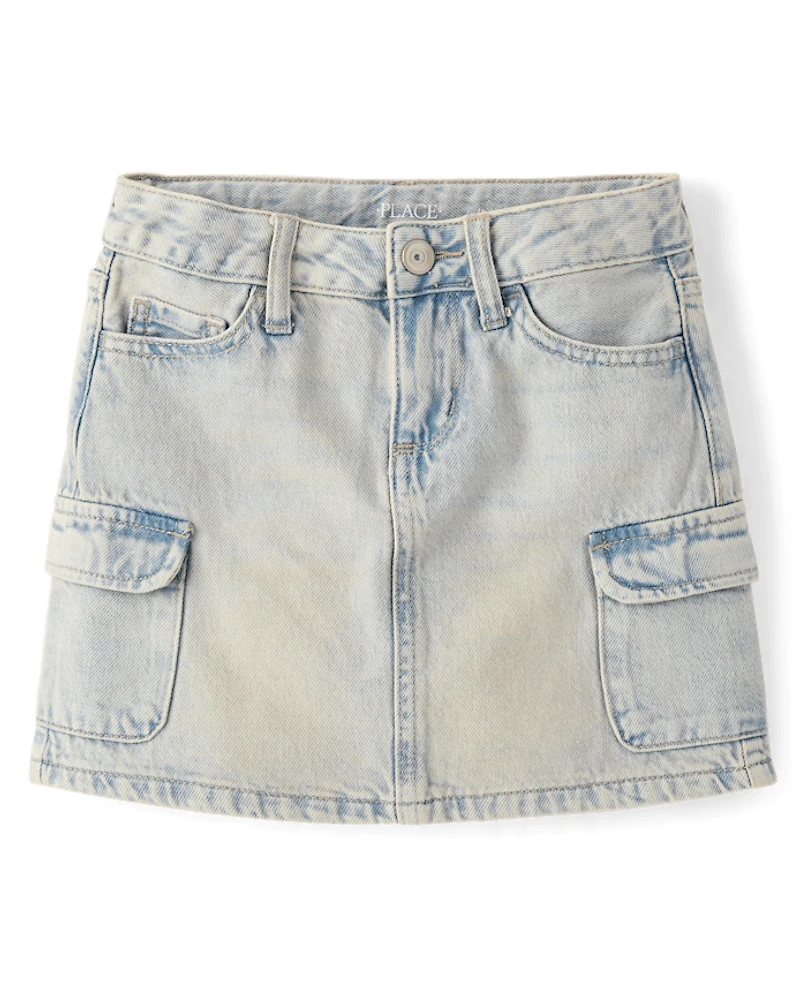 Girls Denim Cargo Skirt