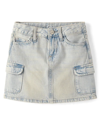 Girls Denim Cargo Skirt