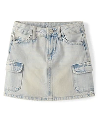 Girls Denim Cargo Skirt