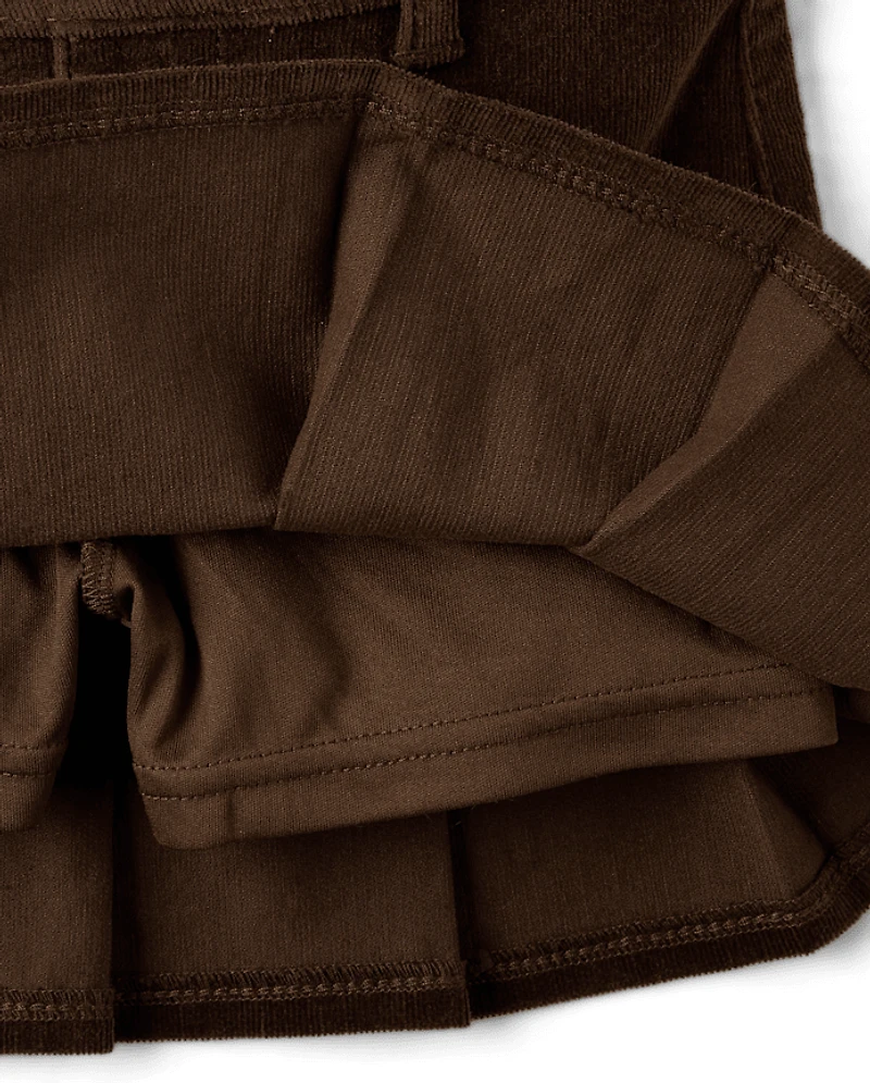 Girls Pleated Corduroy Skort