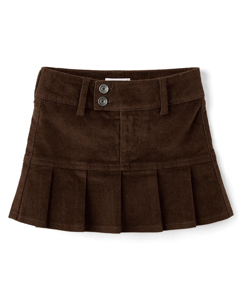 Girls Pleated Corduroy Skort