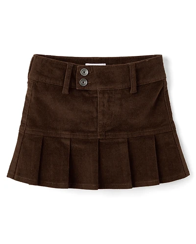 Girls Pleated Corduroy Skort