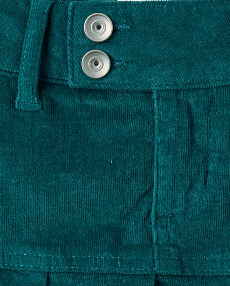Jupe-short plissée en velours côtelé pour filles