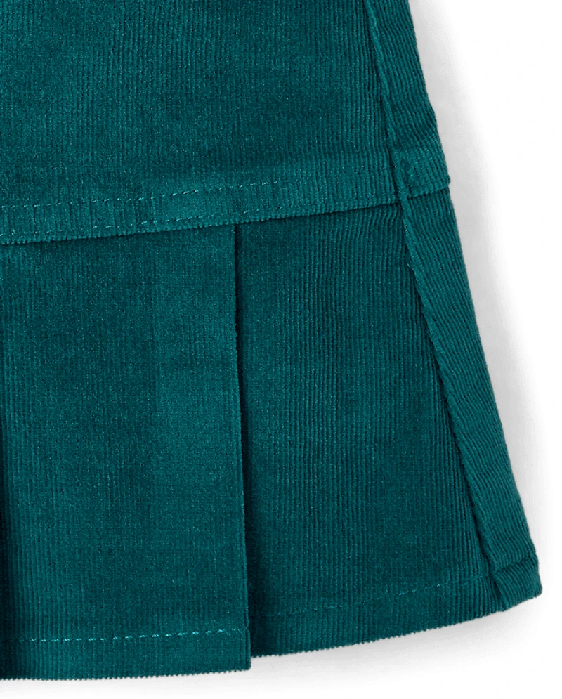 Jupe-short plissée en velours côtelé pour filles