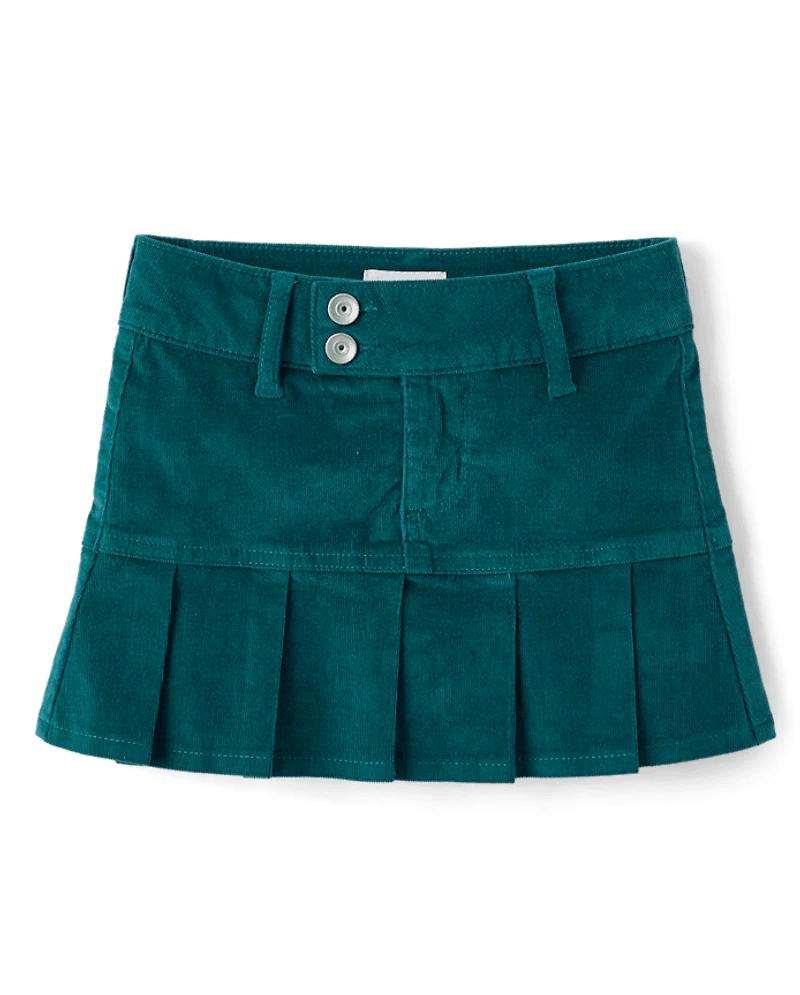 Jupe-short plissée en velours côtelé pour filles