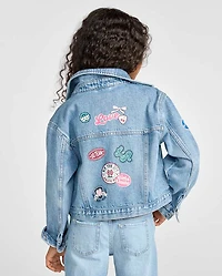 Girls Embroidered Varsity Patch Denim Jacket