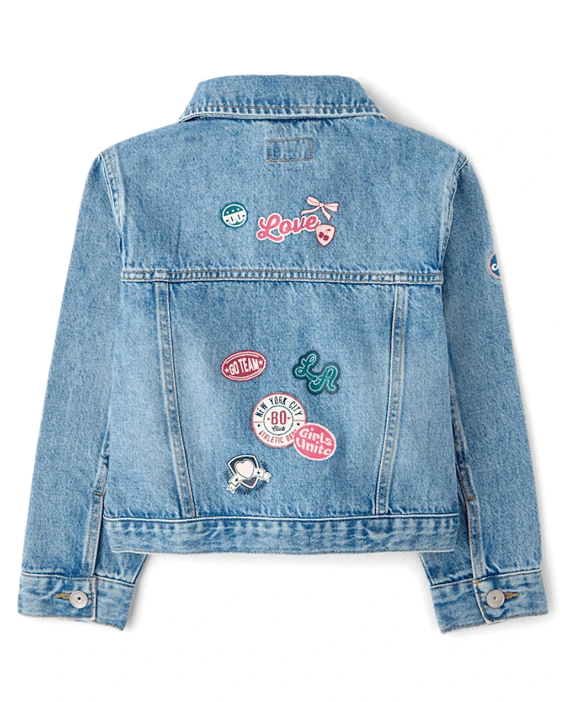 Girls Varsity Patch Denim Jacket