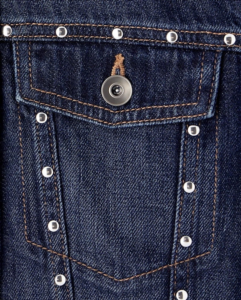 Girls Studded Denim Jacket