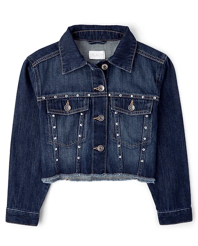 Girls Studded Denim Jacket