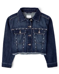 Girls Studded Denim Jacket