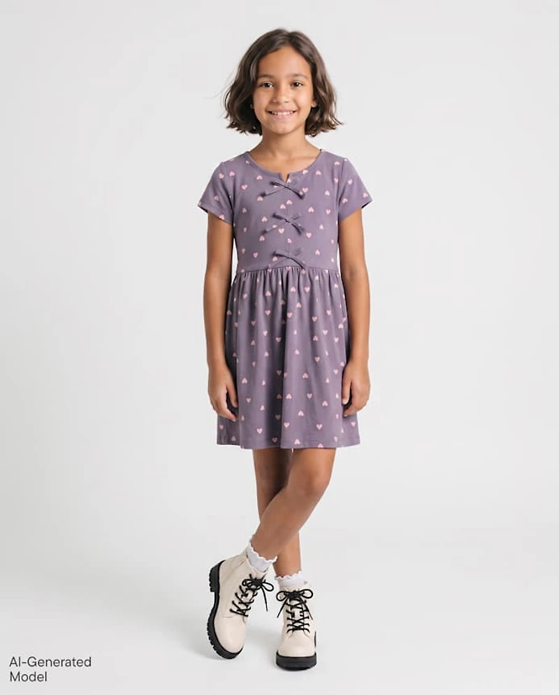 Girls Heart Bow Dress