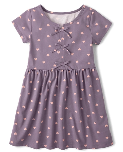Girls Heart Bow Dress