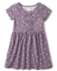 Girls Heart Bow Dress