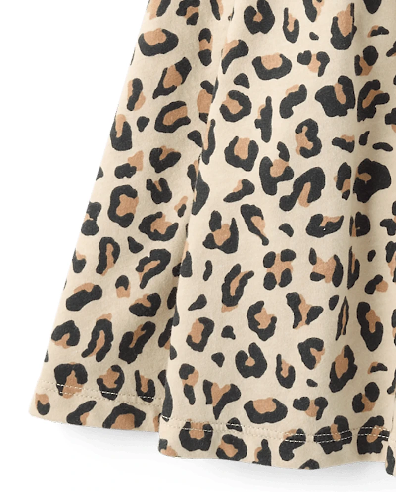 Girls Leopard Keyhole Dress