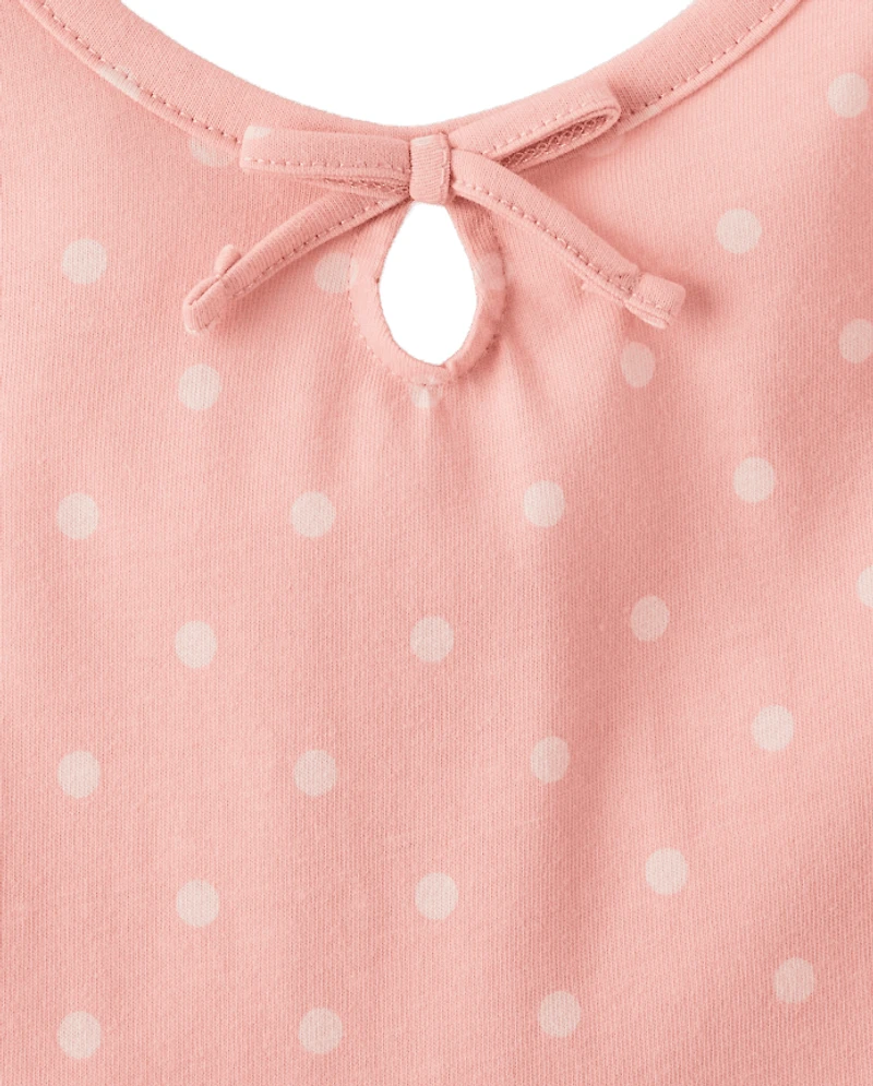 Girls Polka Dot Keyhole Dress