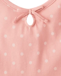 Girls Polka Dot Keyhole Dress