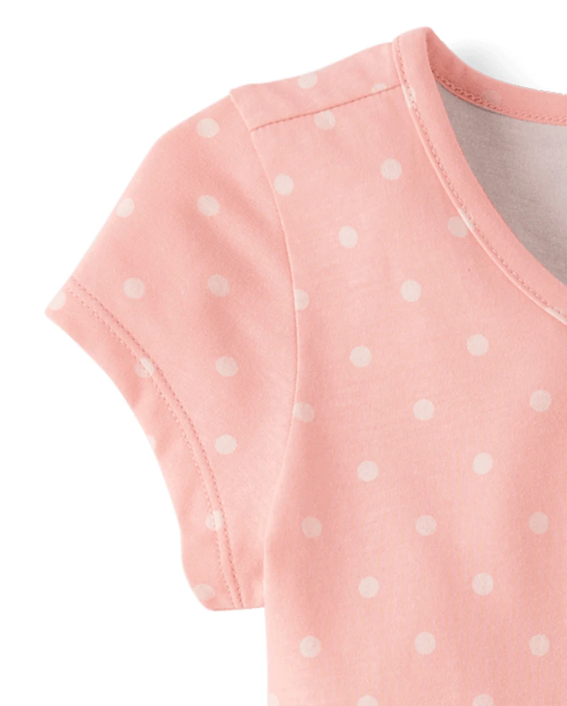 Girls Polka Dot Keyhole Dress