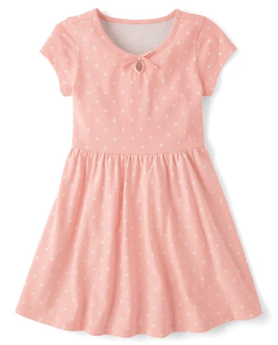Girls Polka Dot Keyhole Dress
