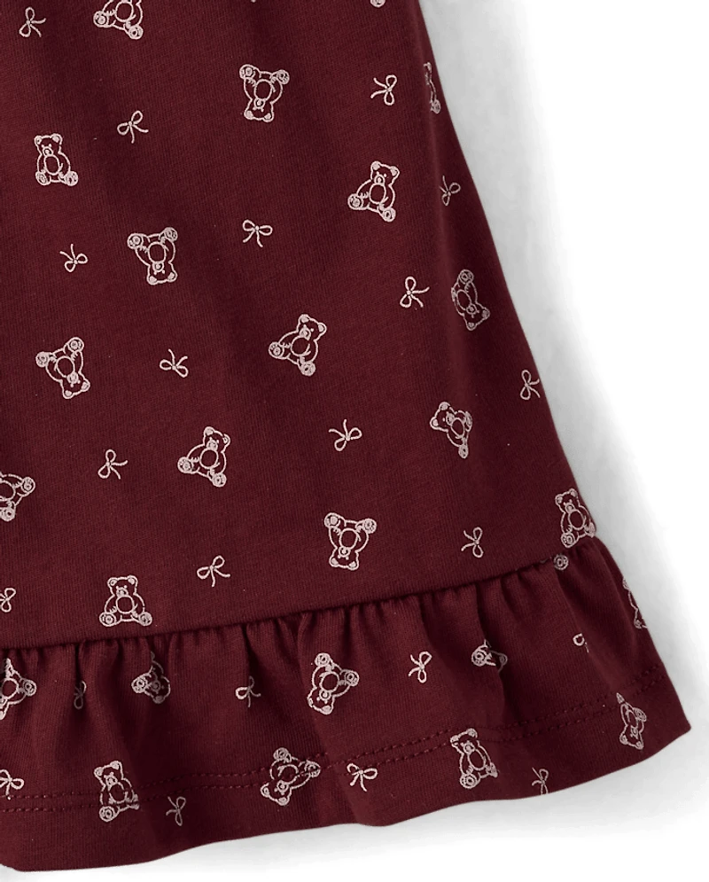 Girls Bear Ruffle Dress