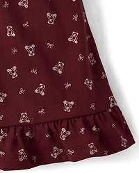 Girls Bear Ruffle Dress