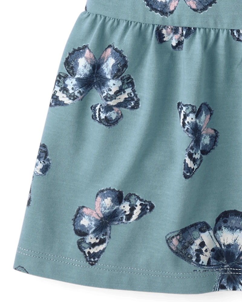 Girls Print Tiered Flutter Dress
