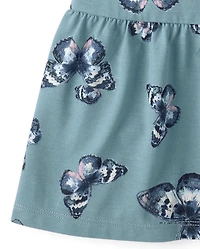 Girls Print Tiered Flutter Dress