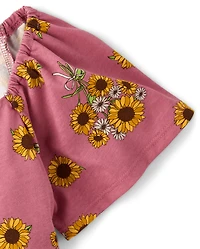 Girls Print Tiered Flutter Dress