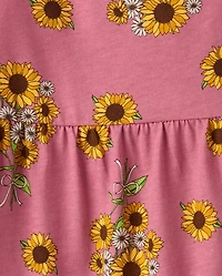 Girls Print Tiered Flutter Dress