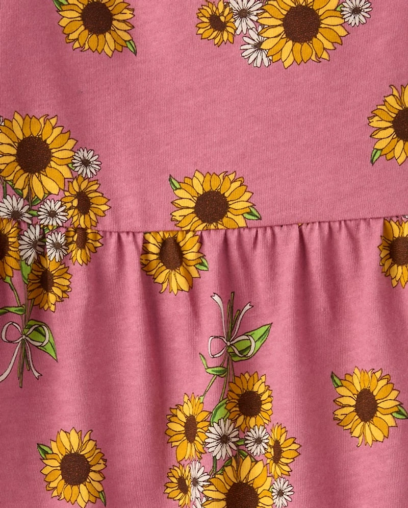 Girls Print Tiered Flutter Dress