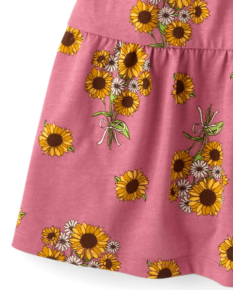 Girls Print Tiered Flutter Dress