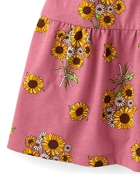 Girls Print Tiered Flutter Dress